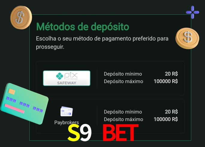 O cassino S9 Bet oferece uma grande variedade de métodos de pagamento
